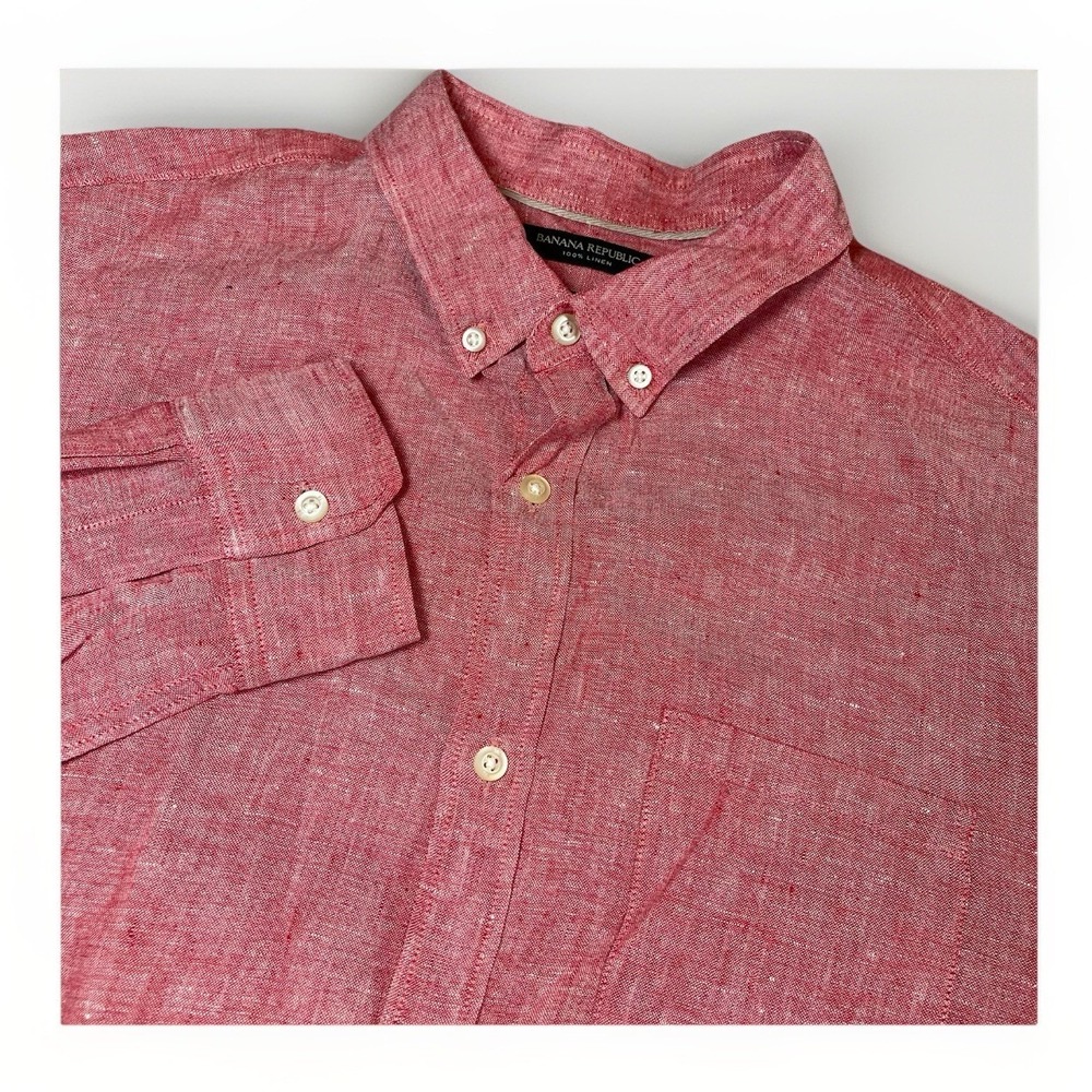 Banana Republic‎ 100% Linen Camden Fit Long Sleeve Button Shirt Men's Size XL